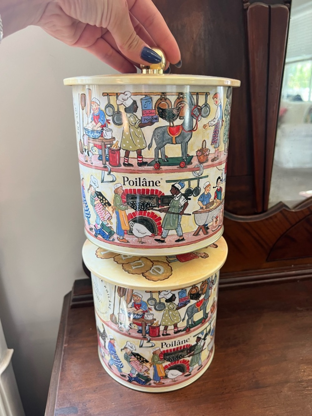 Poilâne Paris French Biscuit Tin Canister Set of 2 Made in France Massilly - Picture 8 of 12